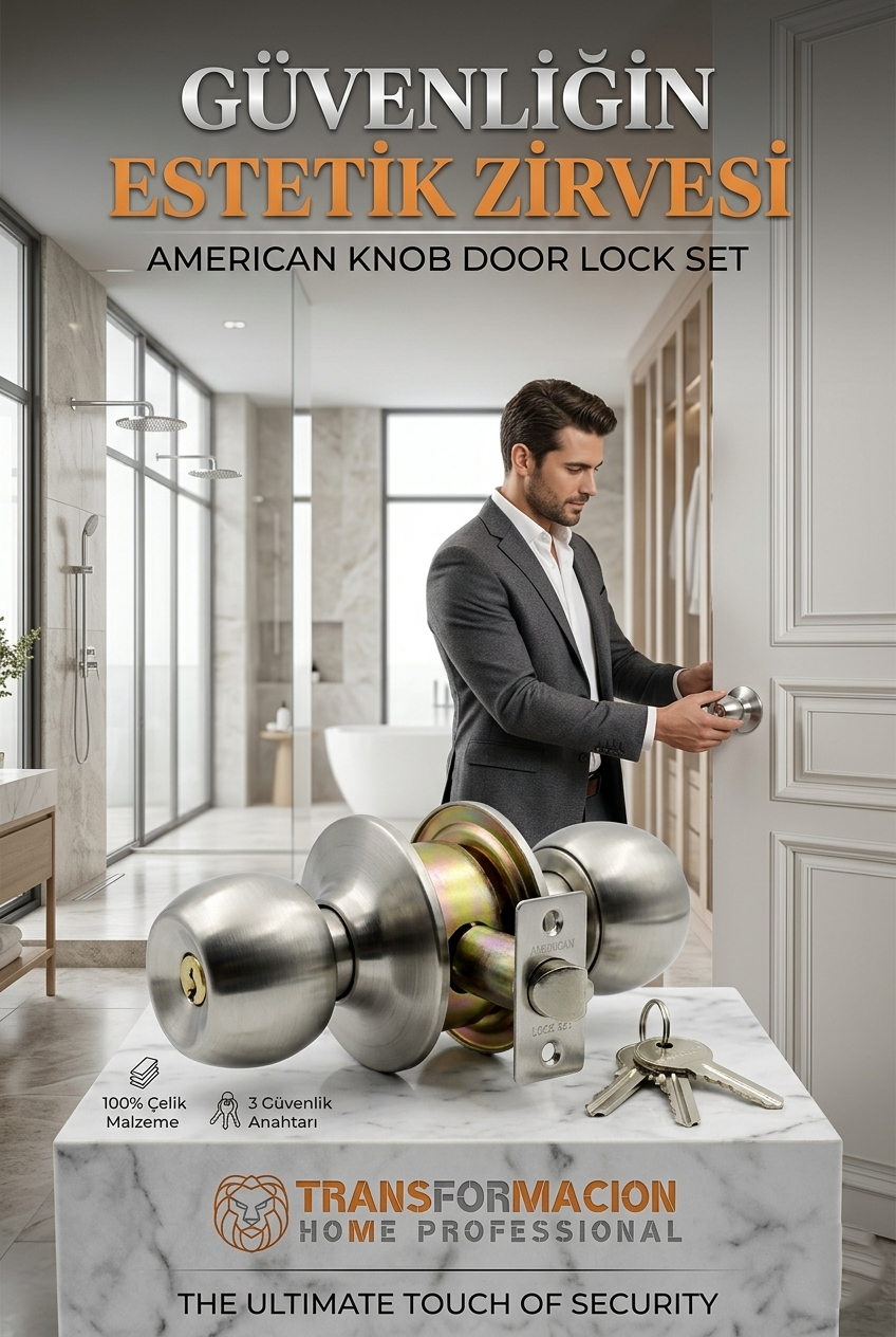 Topuzlu Kilit Amerikan Kapı Kilit Buton Set 426576	