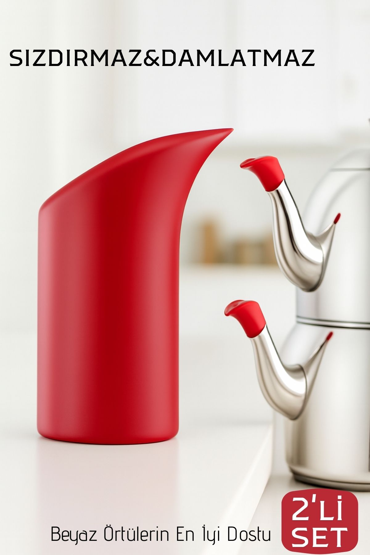 2'li Sızdırmaz Silikon Çaydanlık Ucu Aparatı - Damlatma Önleyici Akıllı Emzik Başlığı - Isıya Dayanıklı