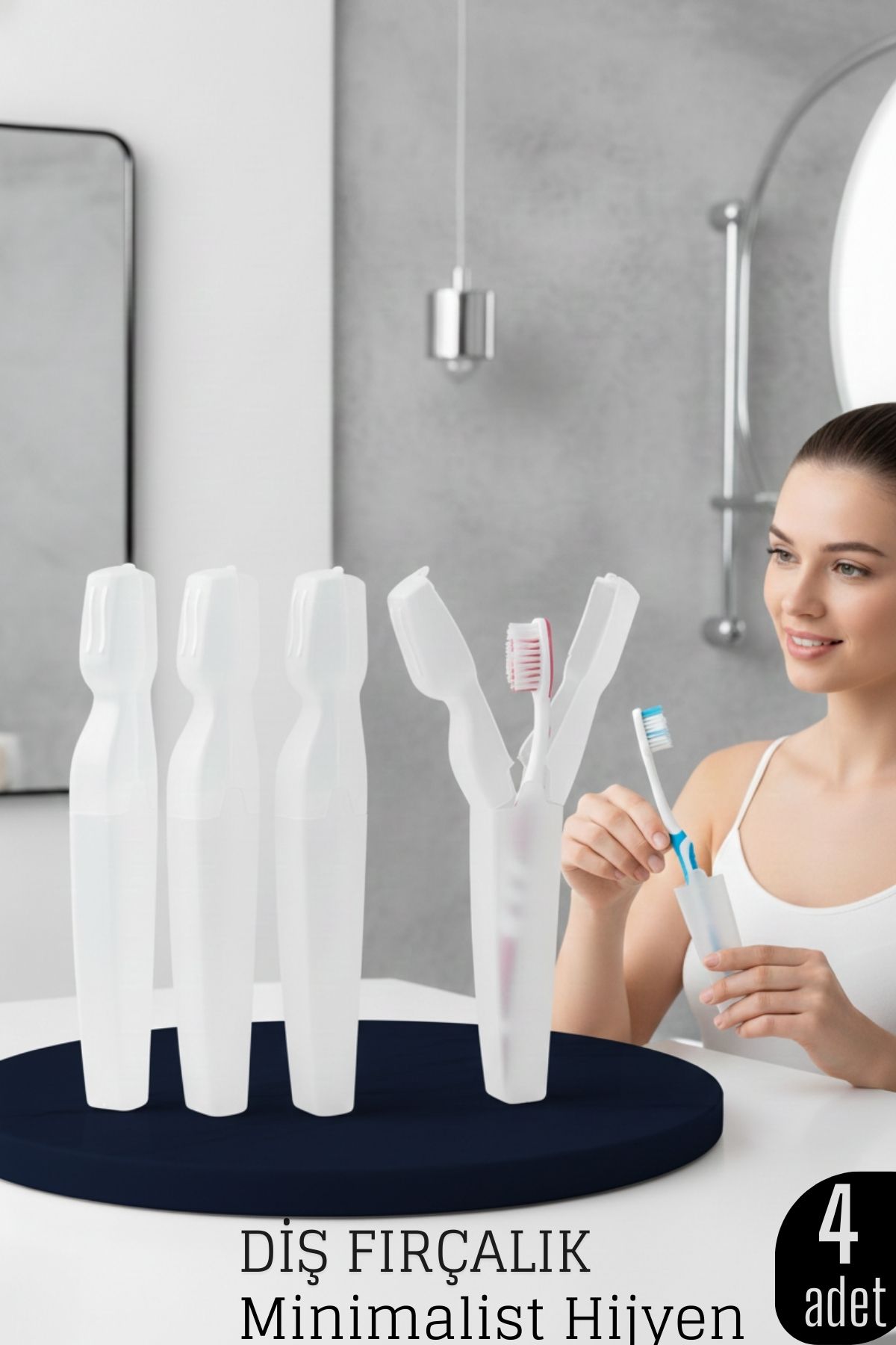 4 lü Kapaklı Diş Fırçası Kutusu Kapaklı Diş Fırçalık – Hijyenik ve Şık Banyo Düzeni  719735