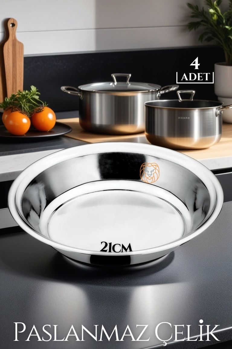 21 cm 4 LÜ Tabak Seti Paslanmaz Çelik B.Caprio Design 719554