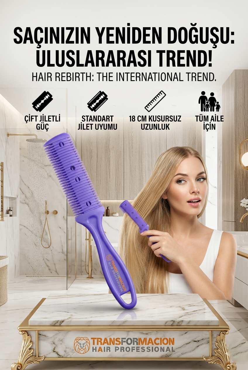 2 Jiletli Kırık Saç Düzeltme İnceltme Tarağı 716867