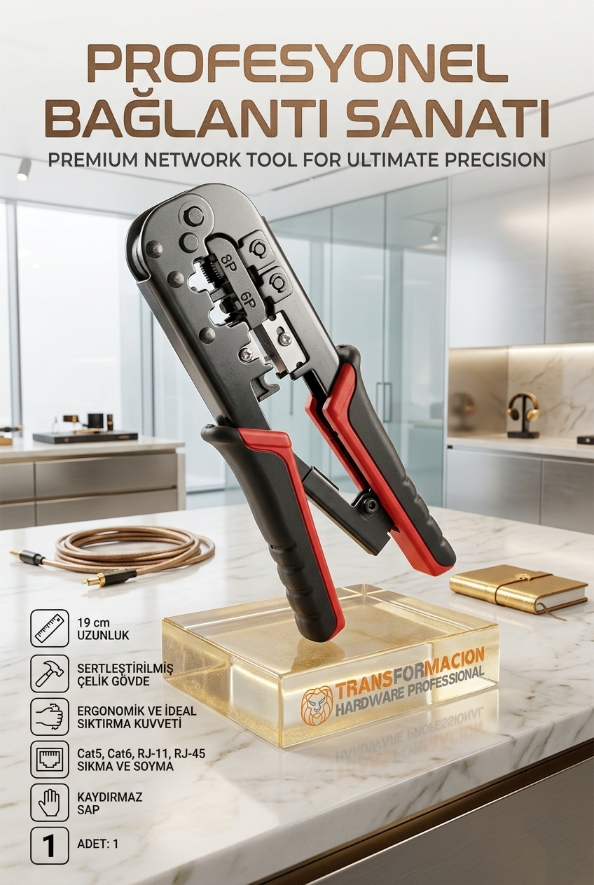 Cat5 Cat6 RJ-11 RJ-45 Kablo Sıkma ve Soyma Pensesi 715291
