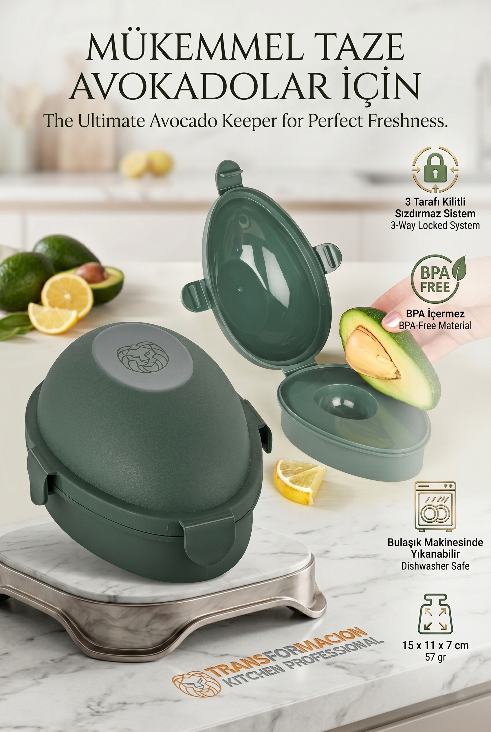 Avokado Saklama Kabı | Kilitli Taze Tutucu Koruyucu Kutu | Kararmaya Son 723084