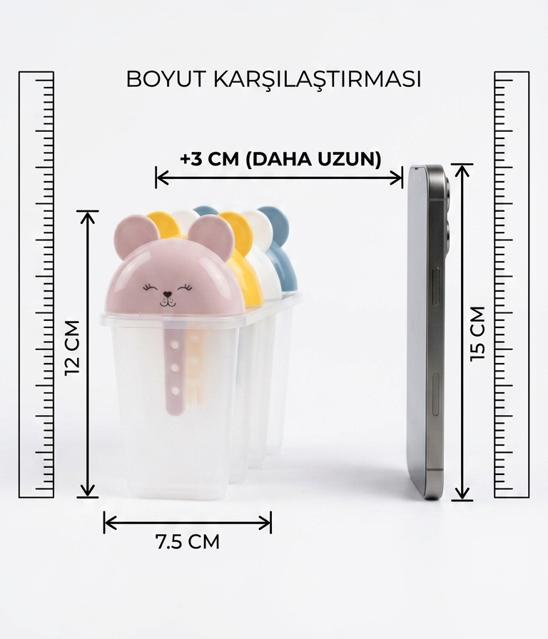 Sevimli Ayıcık Figürlü 8'li Dondurma Meybuz Kalıbı Seti - Sağlıklı Ev Yapımı Lezzetler 723093