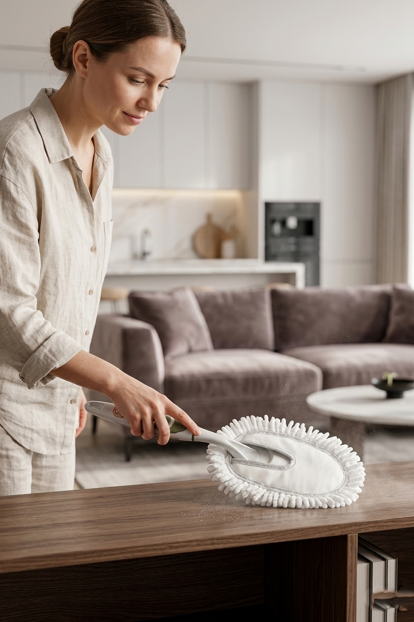 2'li Profesyonel Temizlik Seti - Yıkanabilir Mikrofiber Toz Alıcı ve Peluşlu Camsil 723097