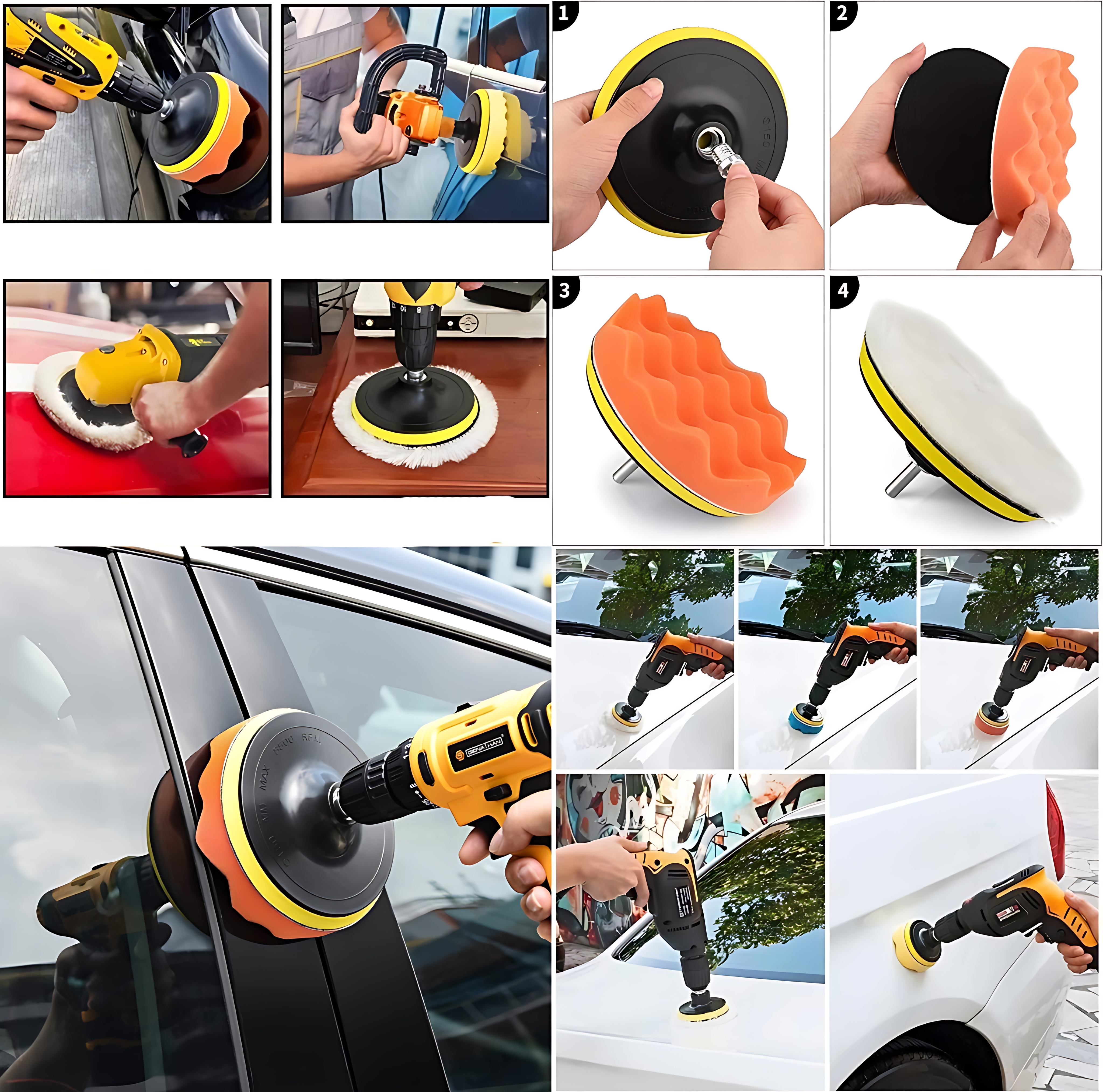 11 Parça Polisaj Sünger Seti 115mm - Matkap Uyumlu M14 Pasta Cila ve Parlatma Kiti 723105