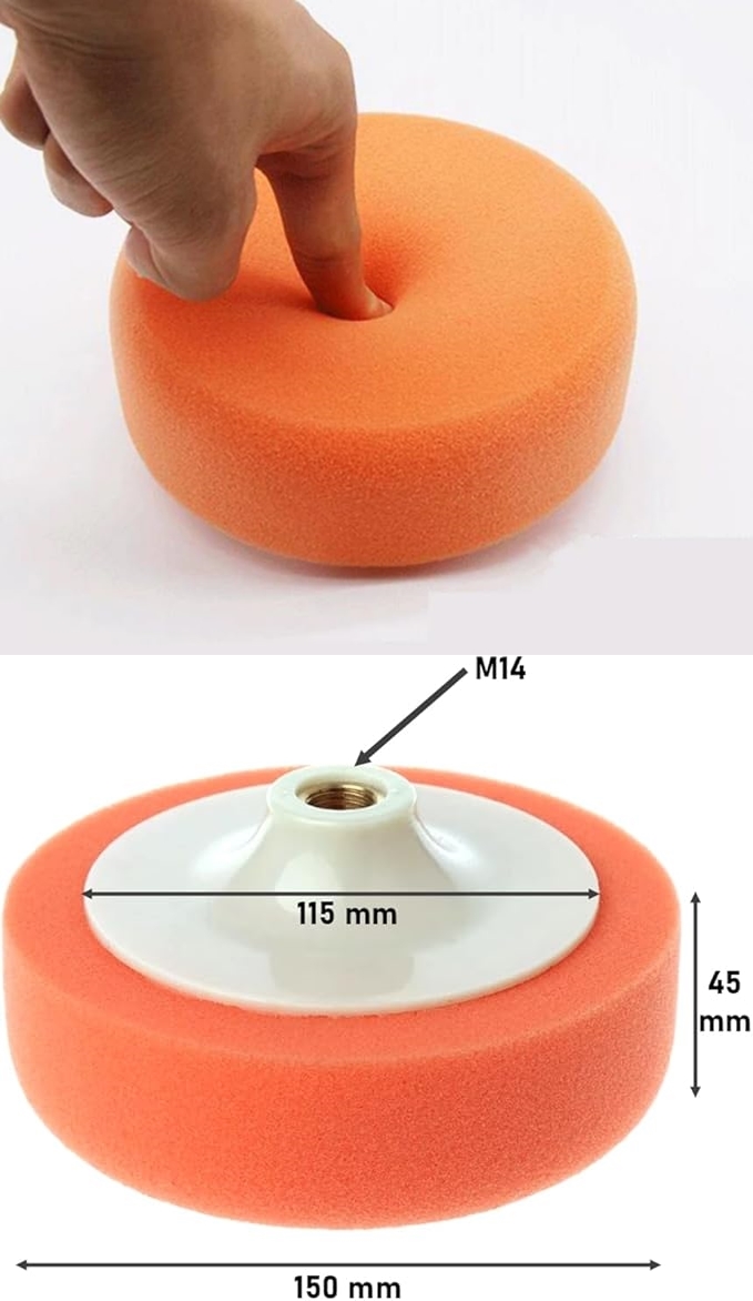 Turuncu Polisaj Süngeri 150mm - Orta Sert Çizik Alıcı Pasta Pedi 723112