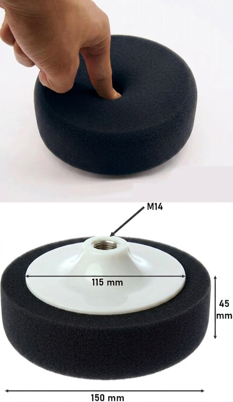 Cila Süngeri 150mm - Yumuşak Siyah Finishing Pedi Wax ve Hare Giderme 723113