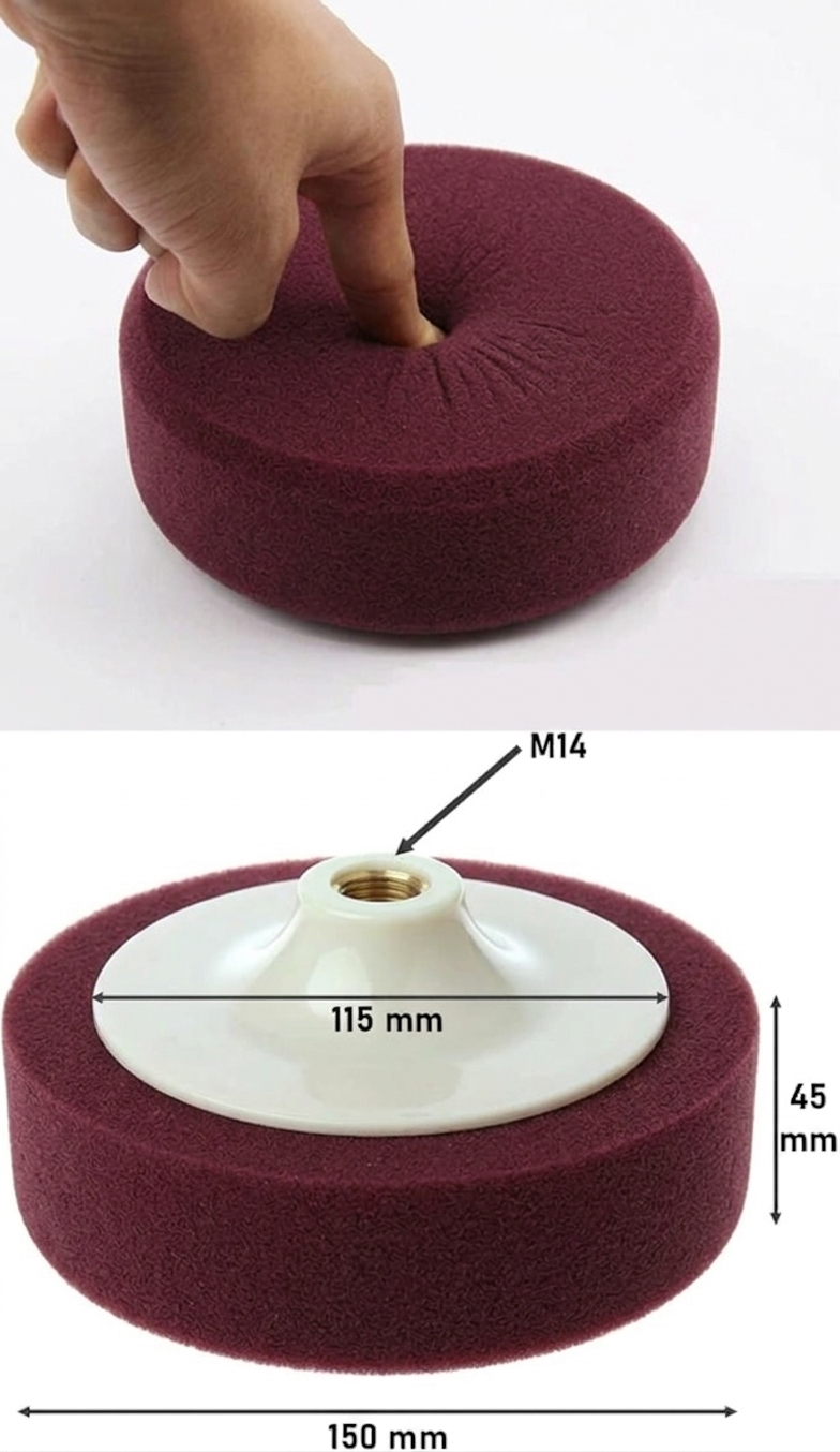 Bordo Pasta Cila Pedi 150mm  - Sert Agresif Çizik Giderici Keçe M14 Uyumlu 723114