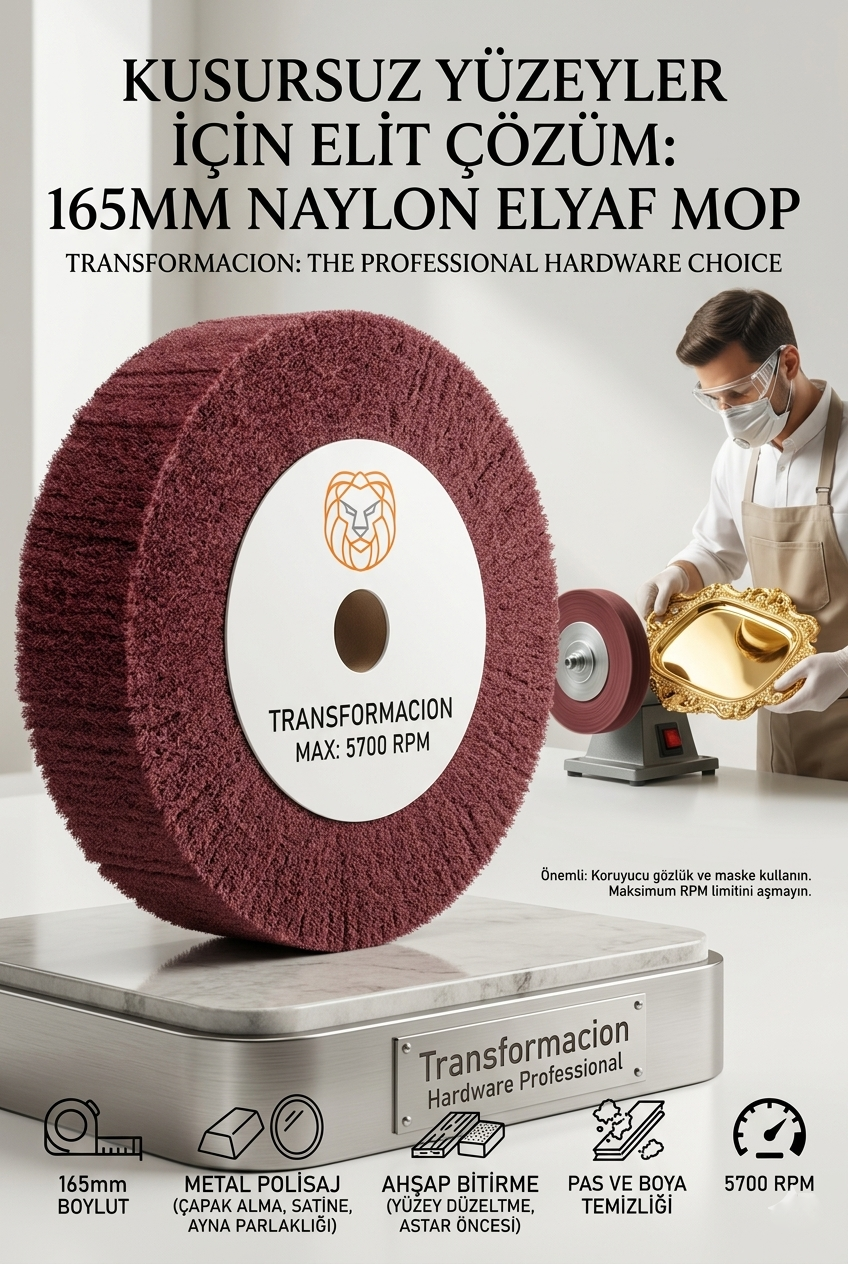 Kırmızı Skoç Elyaf Mop Parlatma Diski - 5700 RPM 165 MM Metal ve Paslanmaz  723107