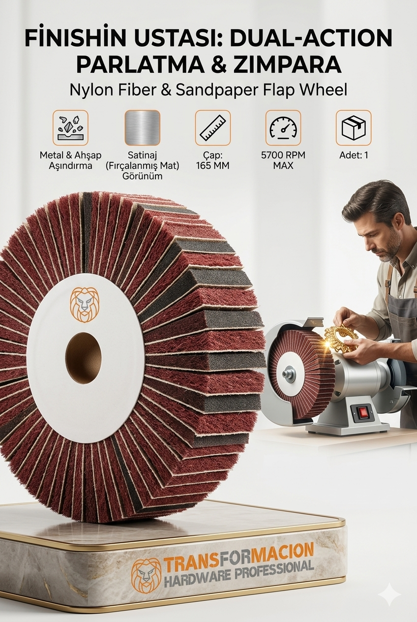 Kırmızı Kombi Mop Zımparalı Skoç Elyaf Mop - 5700 RPM 165 MM Metal ve Paslanmaz Parlatma Diski 723108