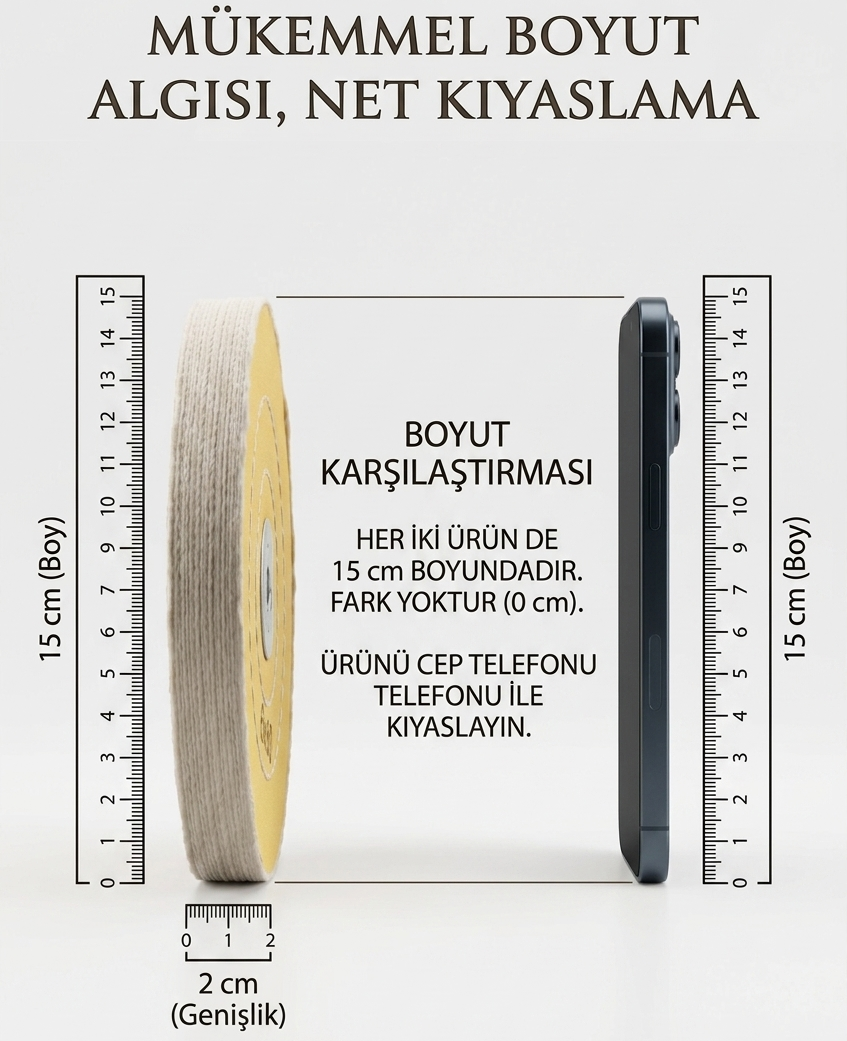 Orta Sert Polisaj Keçesi 6x60 60 Katlı 150mm - Pamuk Bez Disk Ayna Parlaklığı Metal Parlatma Keçesi 723116
