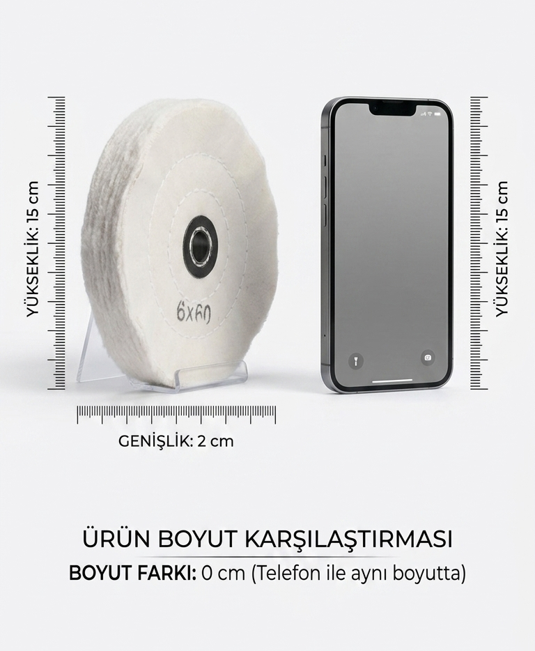 Yumuşak Polisaj Keçesi 6x60 60 Katlı 150mm - Pamuk Bez Disk Ayna Parlaklığı Metal Parlatma Keçesi 723109