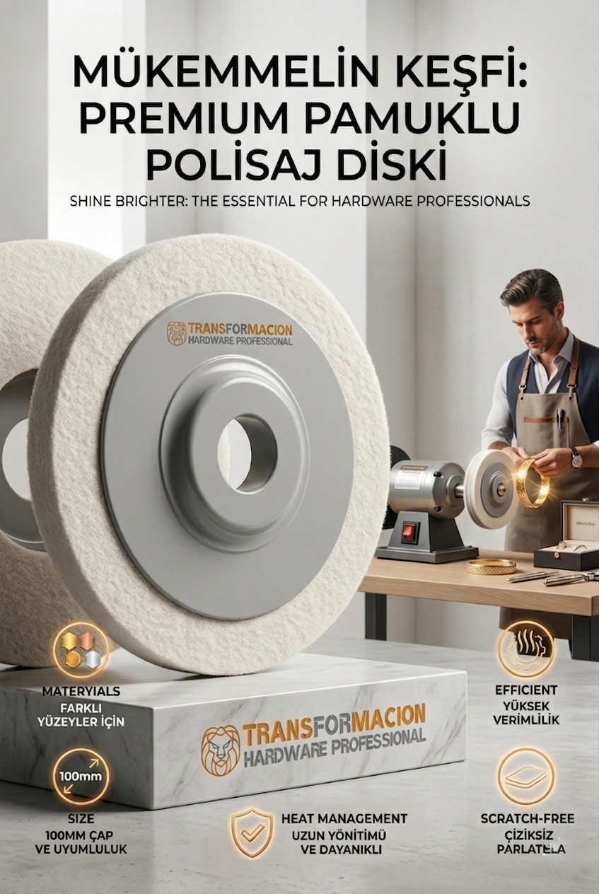 SERT 100mm Yün Polisaj Flap Keçe - Matkap ve Spiral Uyumlu Metal Cam Parlatma Çarkı 723110
