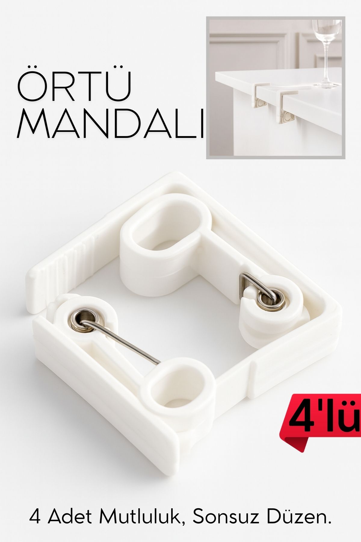 Masa Örtüsü Mandalı Kavisli Plastik 4'lü Yaylı Klips 717060