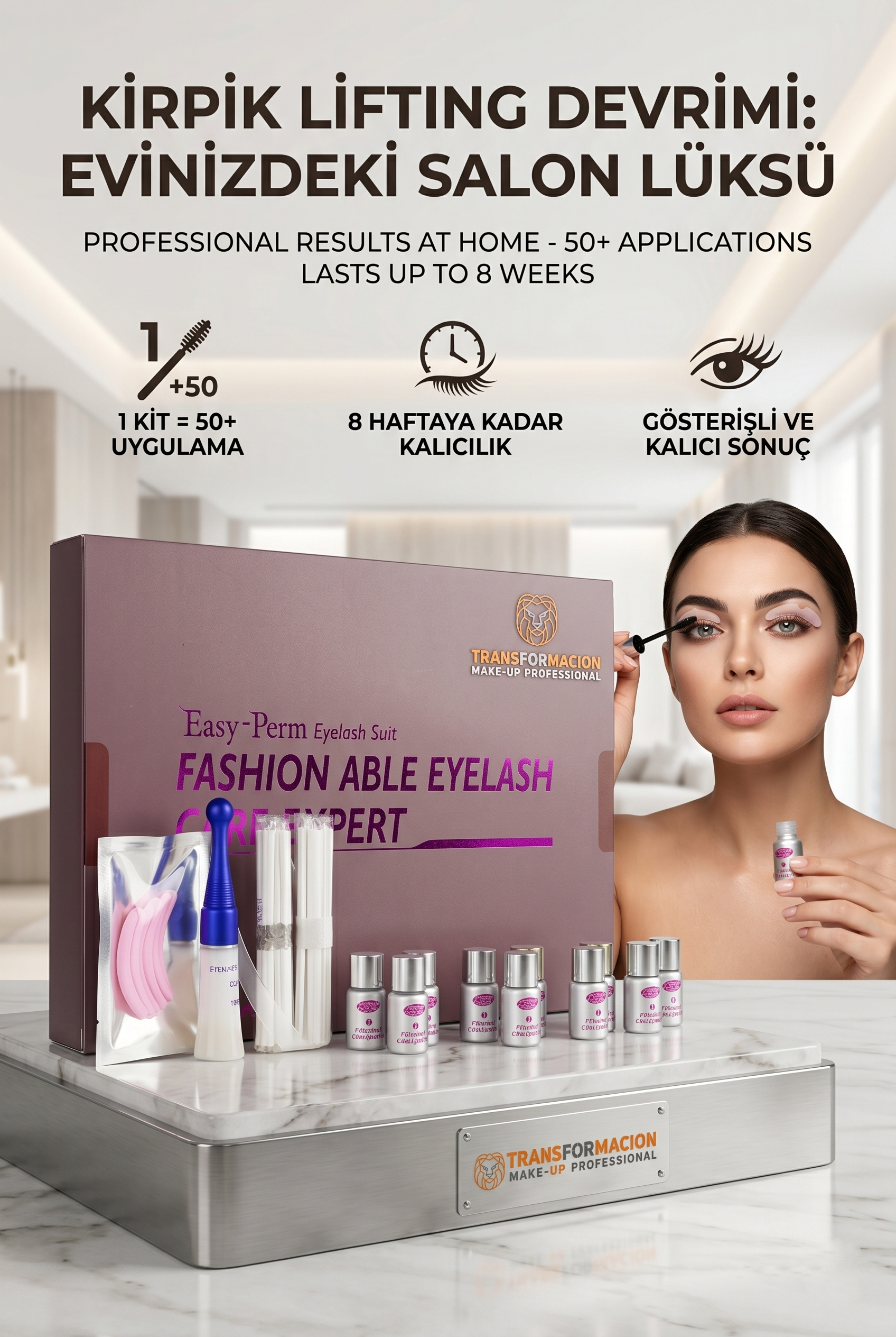 Kirpik Perma Seti | Profesyonel 8 Hafta Kalıcı Kirpik Kıvırma | 50 Kullanım Lifting Etkisi 723077