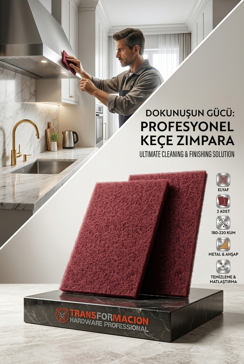 2'li Profesyonel Keçe Fine Skoç Plaka Zımpara Seti - 180/220 Kum Metal Plastik Ahşap Keçesi 723115