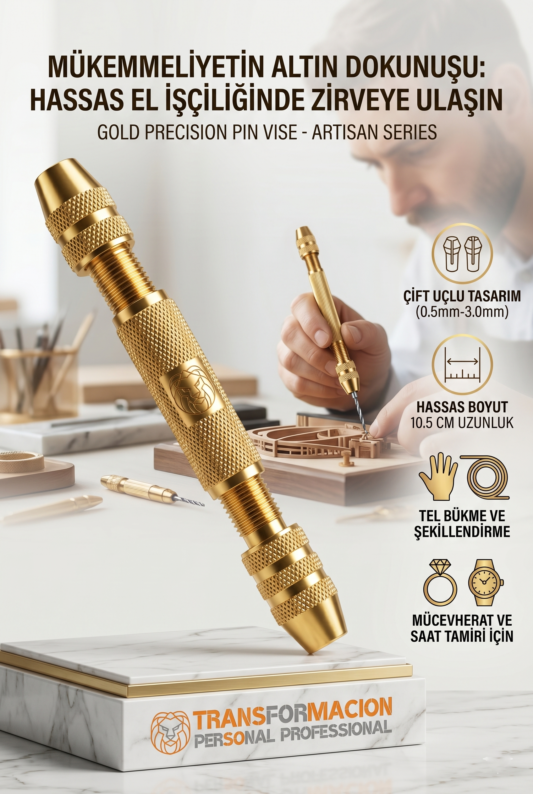 Profesyonel Çift Uçlu İğne Mengenesi - Hassas El Matkabı ve Takı Yapım Seti 723120