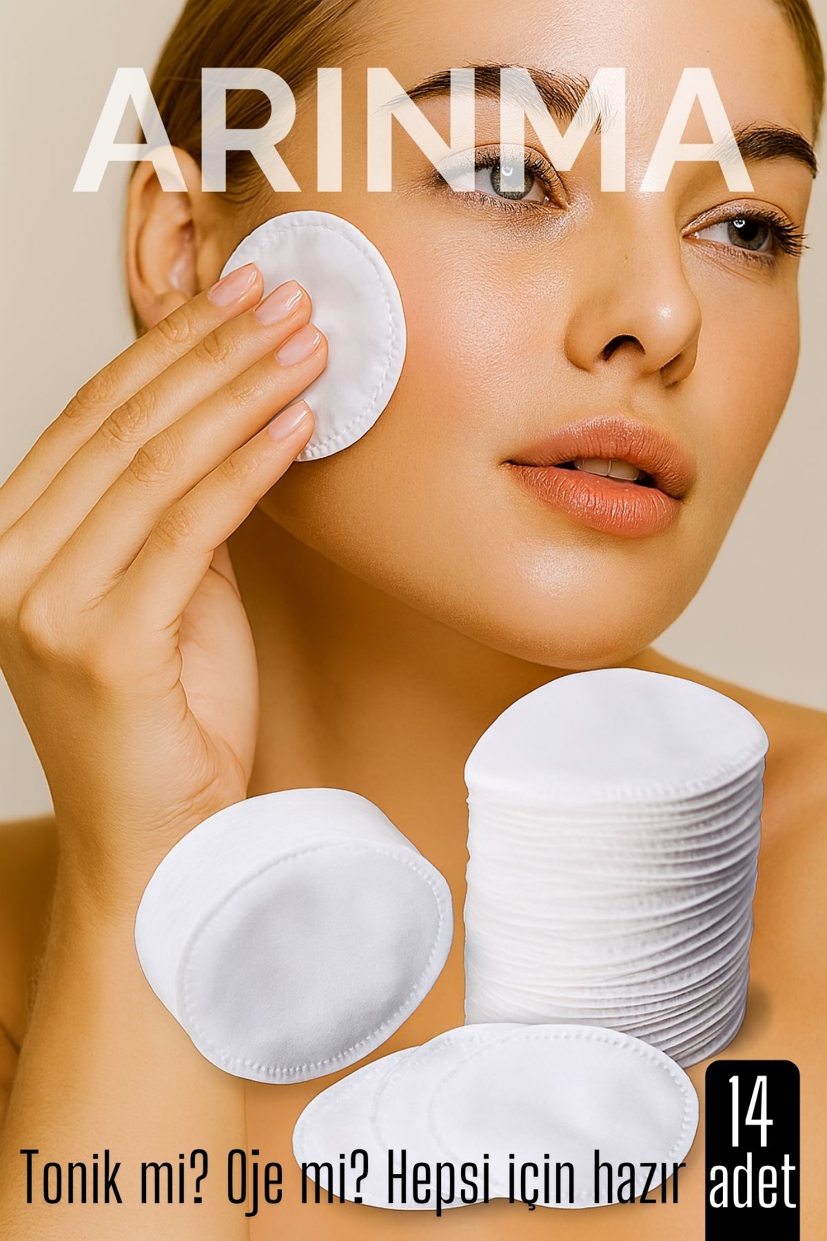 14'lü  Kozmetik Disk Pamuk Premium Makyaj Temizleme Pamuğu  Tonik ve Oje İçin Çift Taraflı Diskler 715595