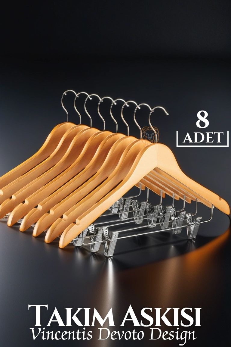 Takım Askısı Ceket Etek Pantolon Kıskaçlı 8 Adet Vincentis Devoto Design 719538 