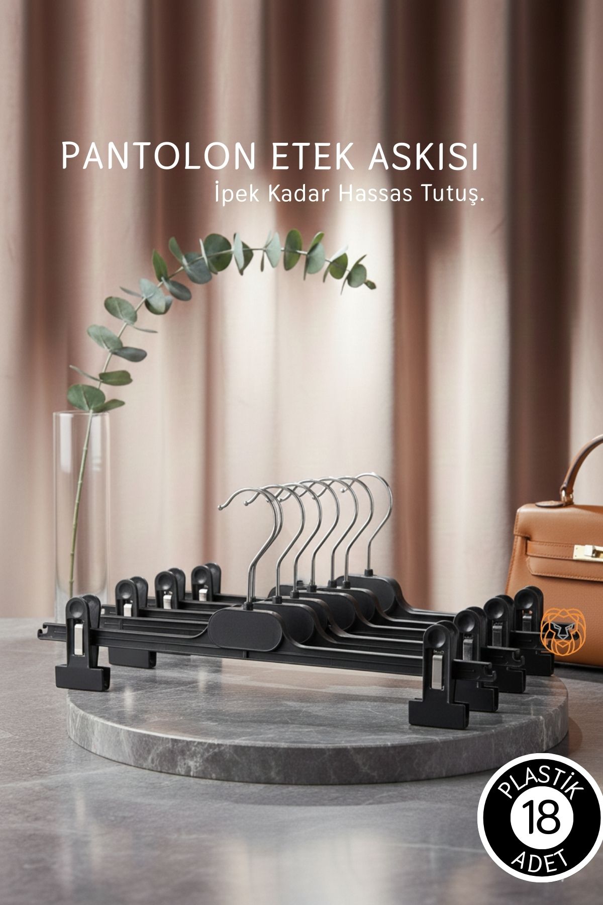 Premium Siyah Pantolon ve Etek Askısı - 18’li Set | Ayarlanabilir Metal Kıskaçlı Lüks Seri  720507