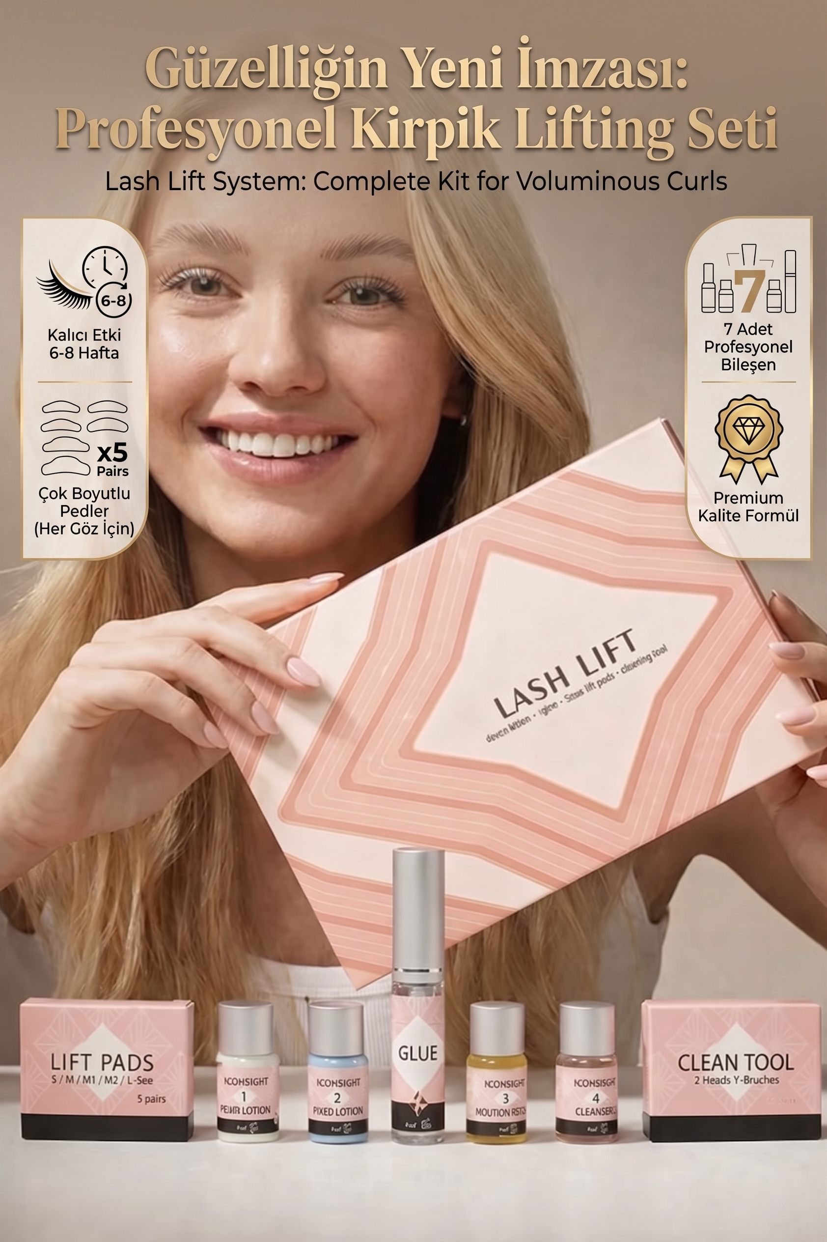 Lash Lift & Kirpik Lifting Seti - 5-8 Dakikada Hızlı ve Kalıcı Kıvrım 8 Haftaya Kadar 723076
