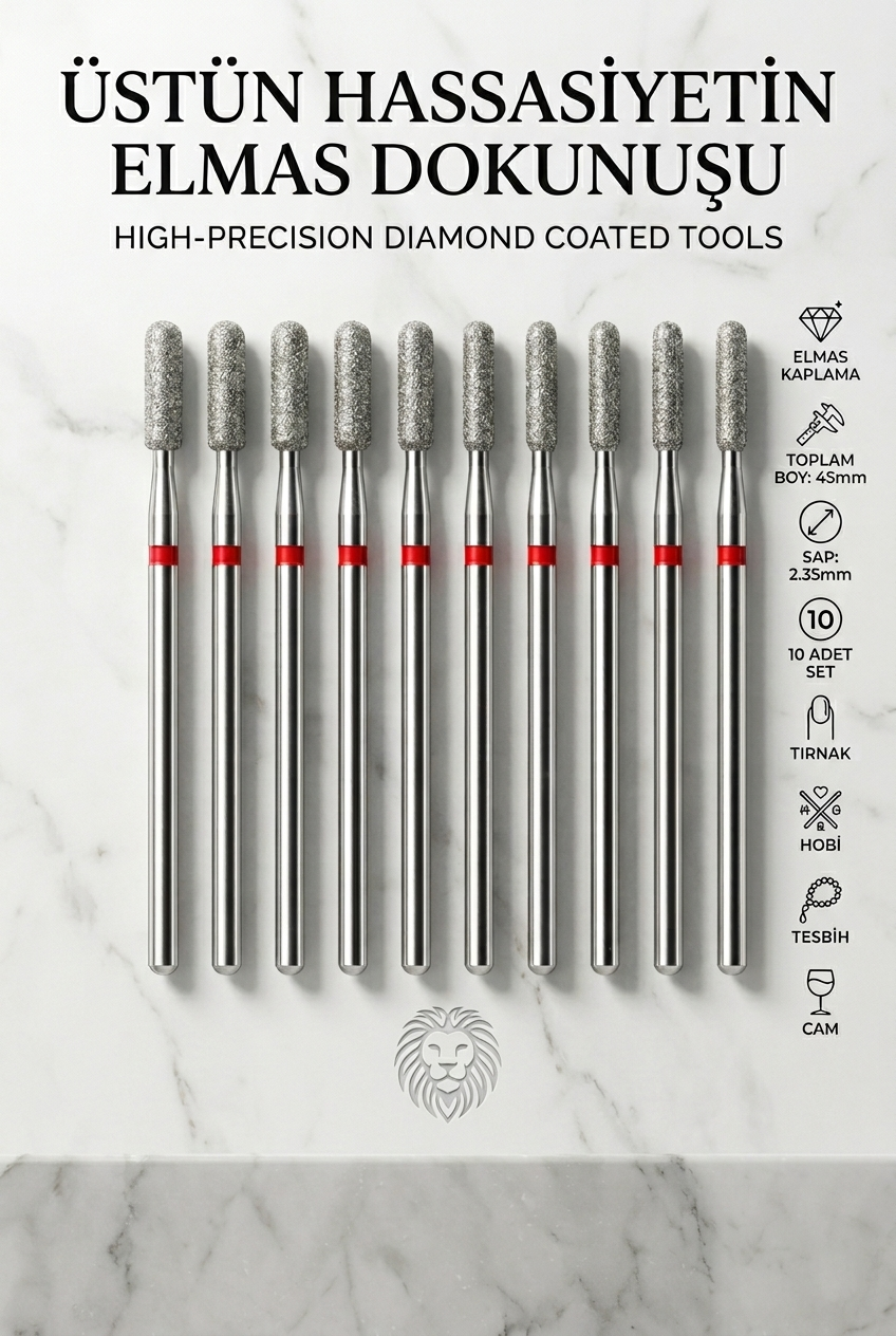 10'lu Elmas Freze Ucu Seti - Protez Tırnak Kalıcı Oje Manikür ve Hobi Tesbih 882/031R 723099