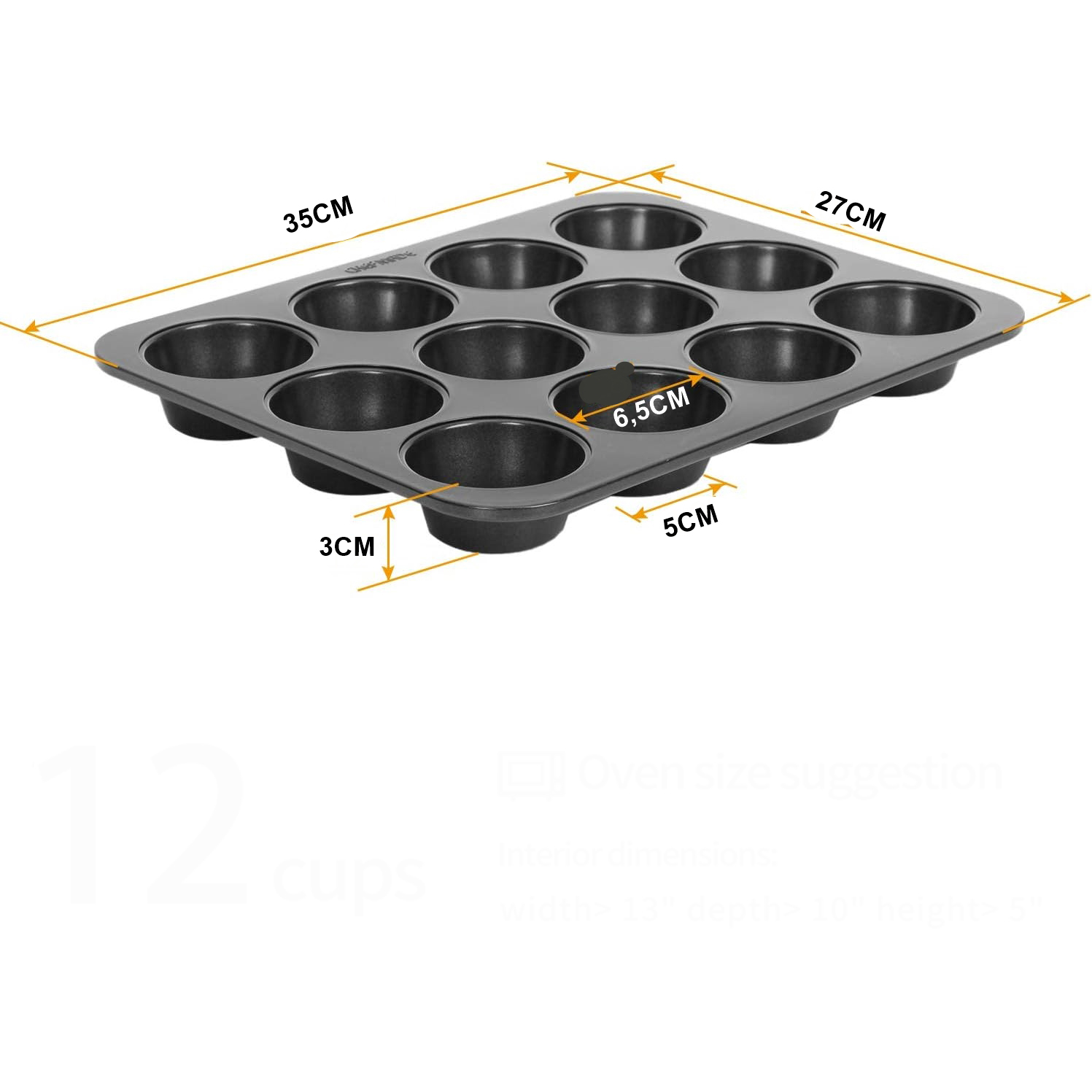 2'li Set 12'li Muffin Kalıbı | Karbon Çelik Yanmaz Yapışmaz Cupcake & Kek Pişirme Tepsisi 723122