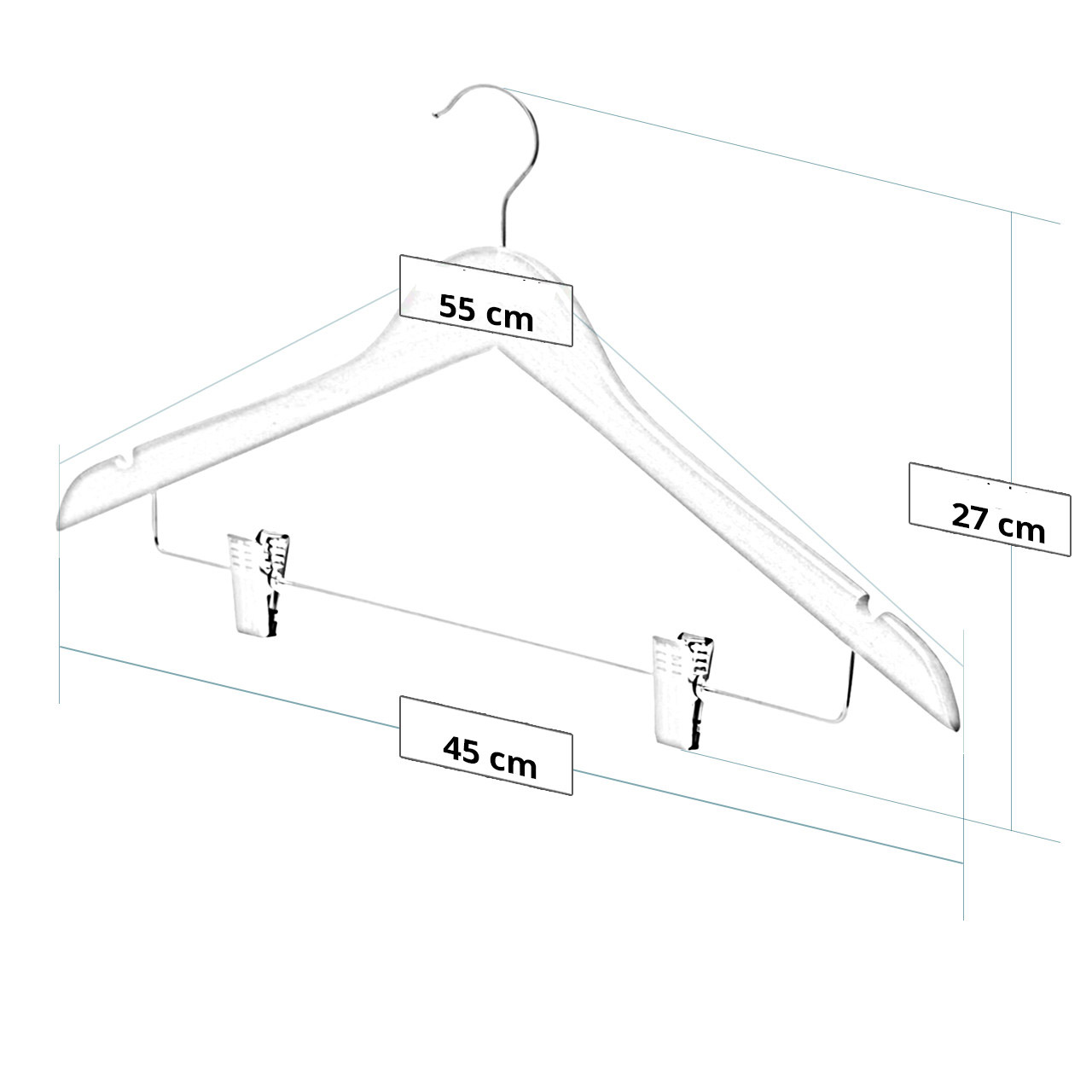 24'lü Ahşap Takım Elbise Askısı Seti | Kıskaçlı Pantolon Askısı Kaymaz Çentikli Ceket Askılığı 723124