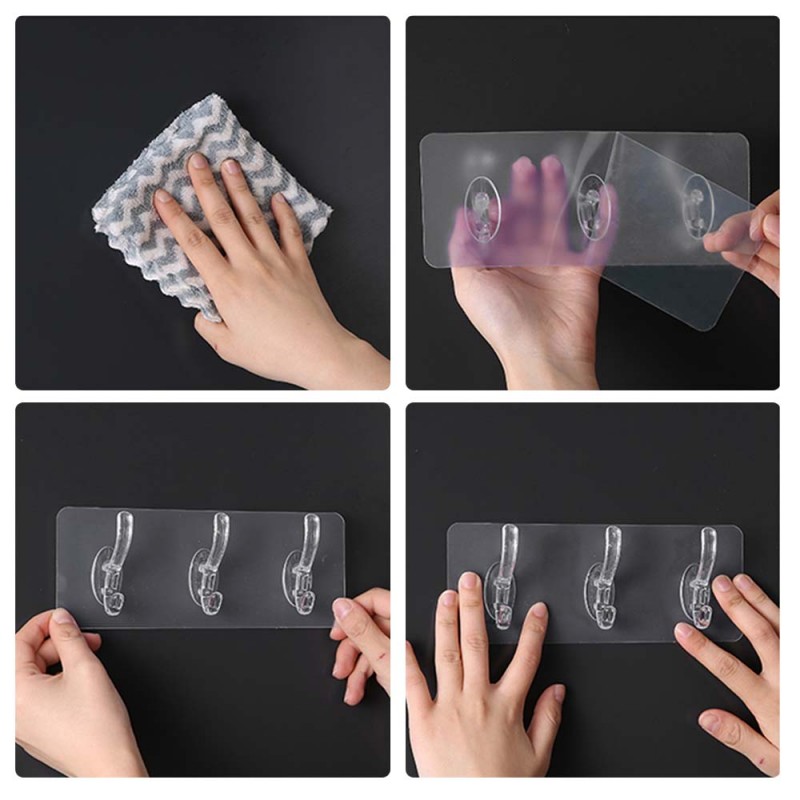 2'li Set Sihirli Askı 5'li Şeffaf Yapışkanlı Kanca Banyo Mutfak Askılığı 723127