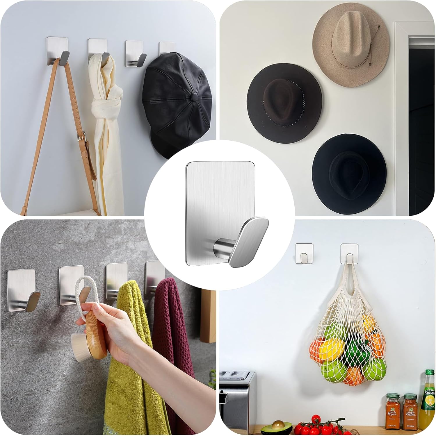 2'li Banyo ve Mutfak Askı Seti - SUS304 Lazer Kesim Çelik  Ultra Güçlü Yapışkanlı Askı 723140