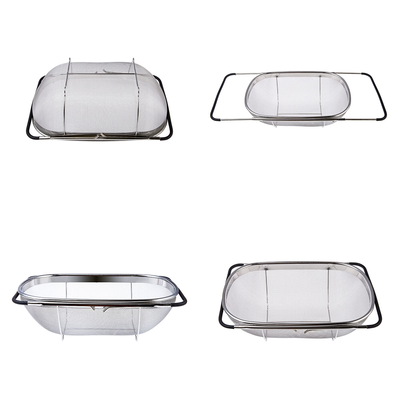 Ayarlanabilir Lavabo Üstü Süzgeç - Paslanmaz Çelik Makarna Meyve Sebze Yıkama Sepeti 723131