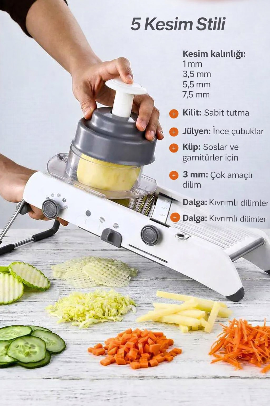 Profesyonel Mandolin Rende Sebze Doğrayıcı - 18 Fonksiyonlu Ayarlı Jülyen Dilimleyici 723134