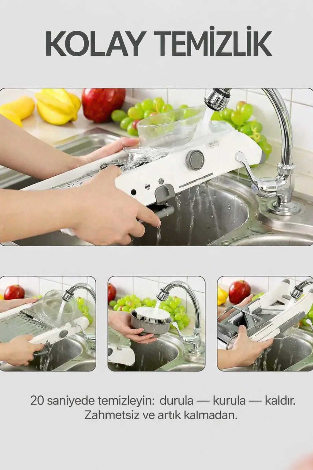 Profesyonel Mandolin Rende Sebze Doğrayıcı - 18 Fonksiyonlu Ayarlı Jülyen Dilimleyici 723134