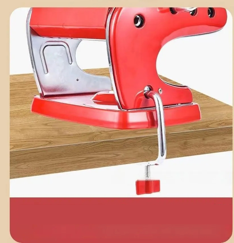 Kırmızı Makarna Makinesi 9 Ayarlı - Profesyonel Çelik Erişte ve Spagetti Açma Makinası 723139