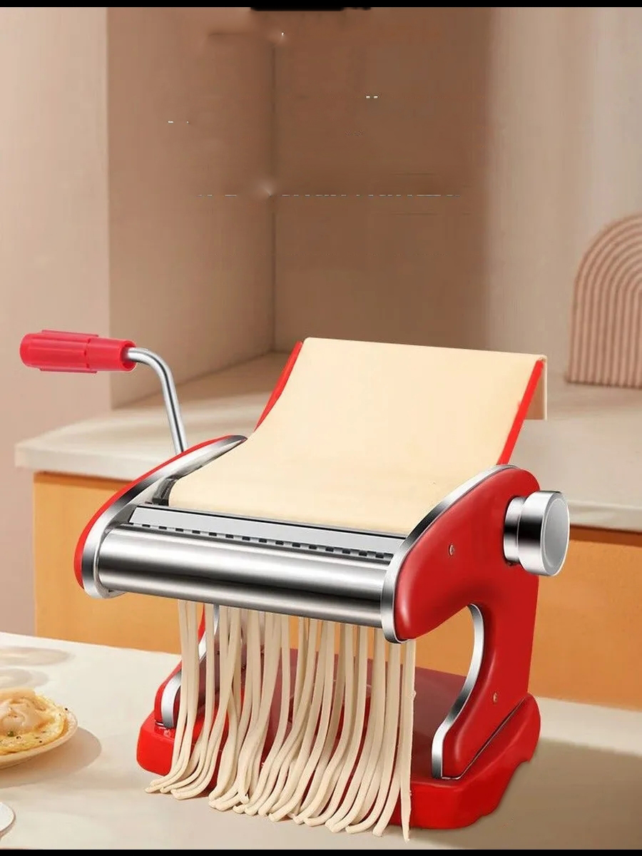 Kırmızı Makarna Makinesi 9 Ayarlı - Profesyonel Çelik Erişte ve Spagetti Açma Makinası 723139