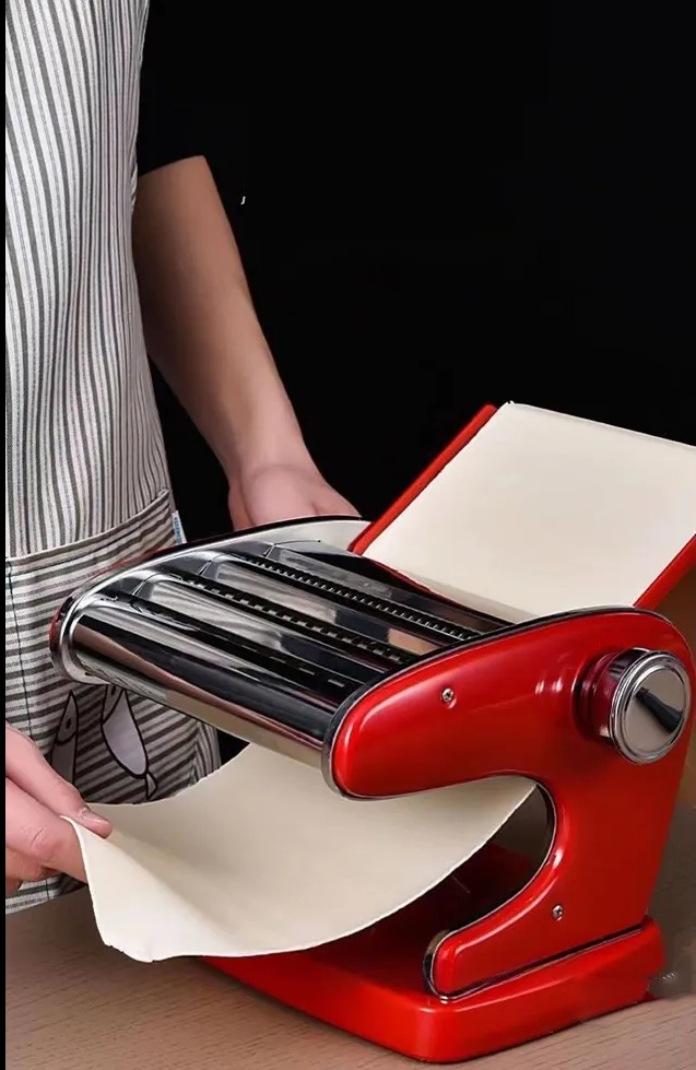 Kırmızı Makarna Makinesi 9 Ayarlı - Profesyonel Çelik Erişte ve Spagetti Açma Makinası 723139