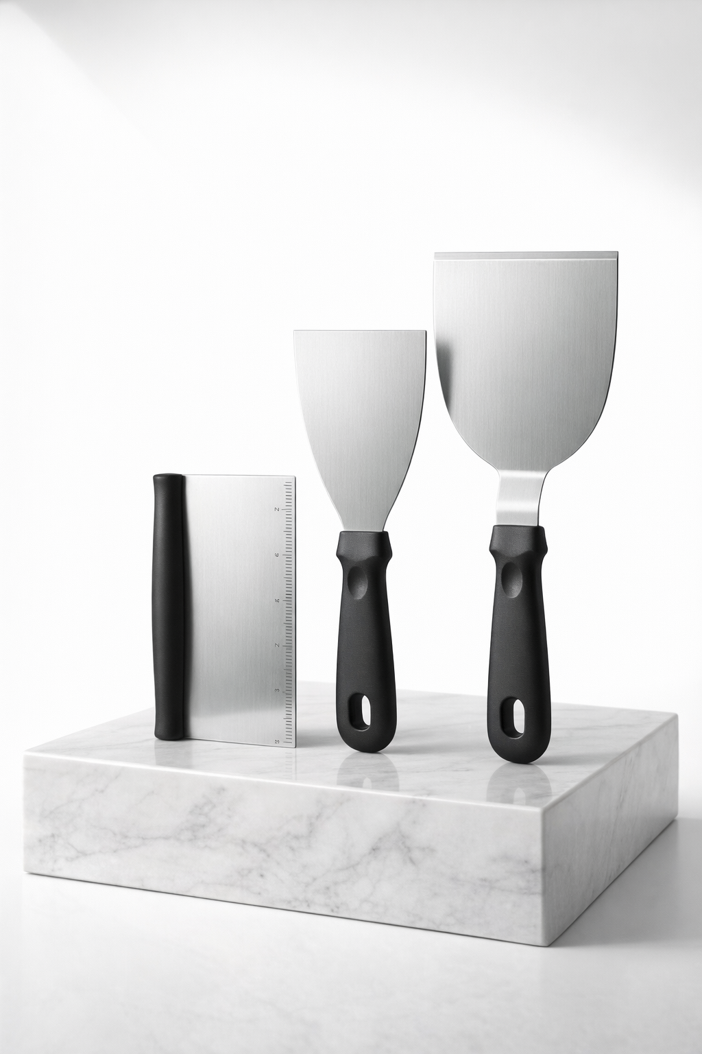 304 Inox Paslanmaz Çelik 3’lü Hamur Kesici ve Spatula Seti - Ultra Profesyonel Seri 723143