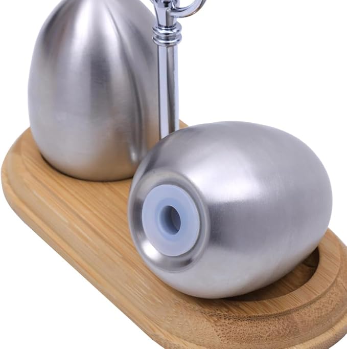 Ahşap Standlı Inox Paslanmaz Çelik Yumurta Formlu Tuzluk Biberlik Seti 723146