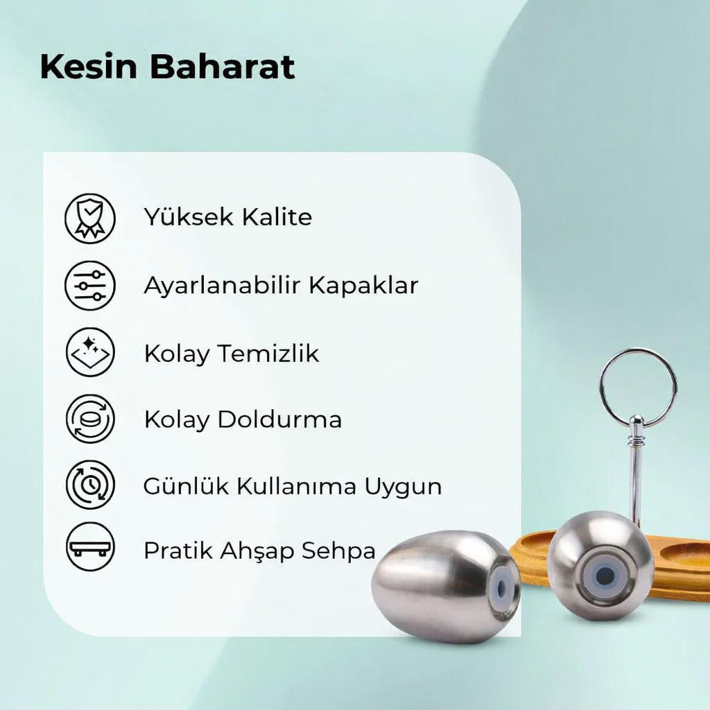 Ahşap Standlı Inox Paslanmaz Çelik Yumurta Formlu Tuzluk Biberlik Seti 723146