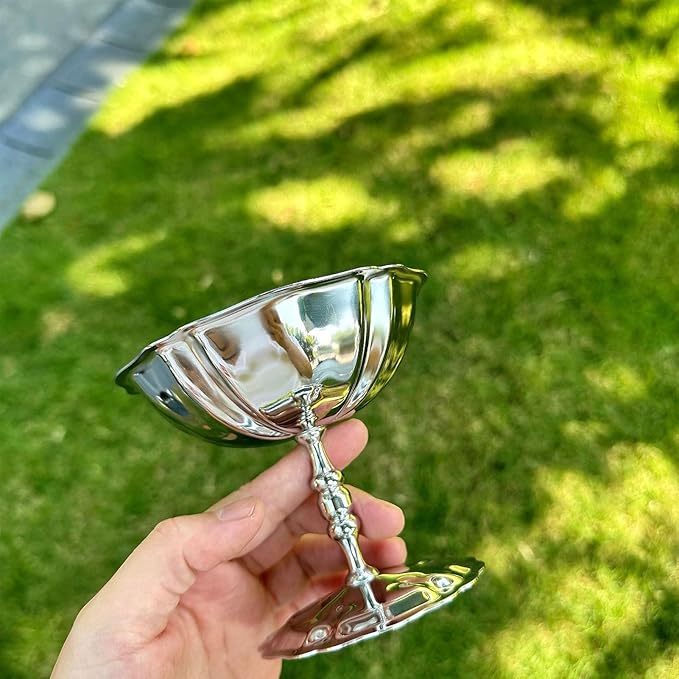 2'li Profesyonel İnox Gümüş Paslanmaz Çelik Ayaklı Dondurma ve Tatlı Sunum Kasesi Seti 723147