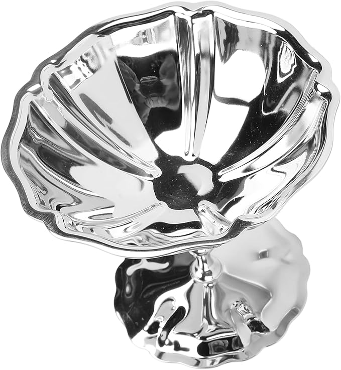 2'li Profesyonel İnox Gümüş Paslanmaz Çelik Ayaklı Dondurma ve Tatlı Sunum Kasesi Seti 723147