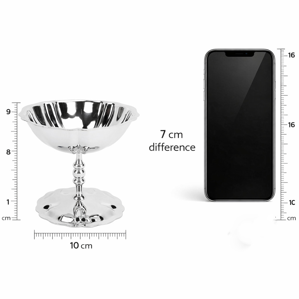 2'li Profesyonel İnox Gümüş Paslanmaz Çelik Ayaklı Dondurma ve Tatlı Sunum Kasesi Seti 723147