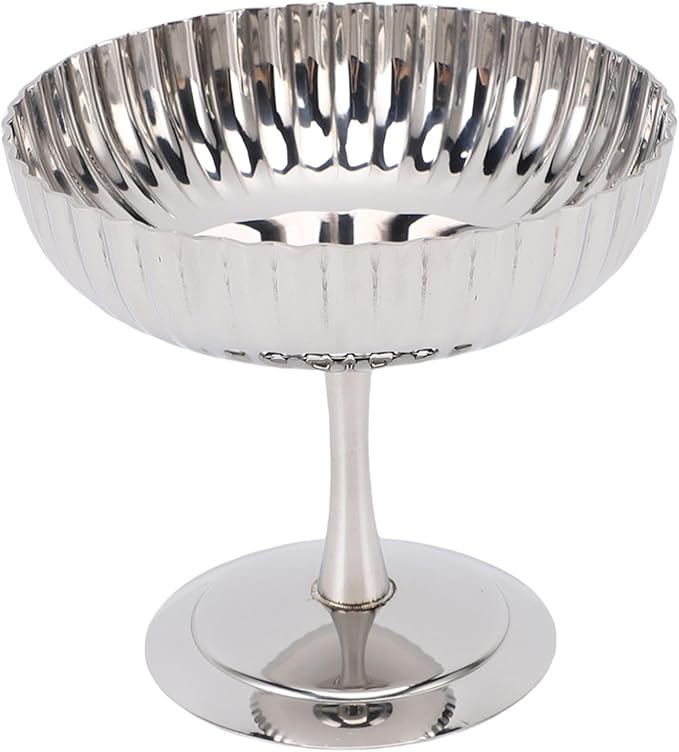 2'li Profesyonel İnox Gümüş Paslanmaz Çelik Ayaklı Dondurma ve Tatlı Sunum Kasesi Seti 723148