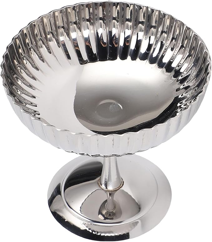 2'li Profesyonel İnox Gümüş Paslanmaz Çelik Ayaklı Dondurma ve Tatlı Sunum Kasesi Seti 723148