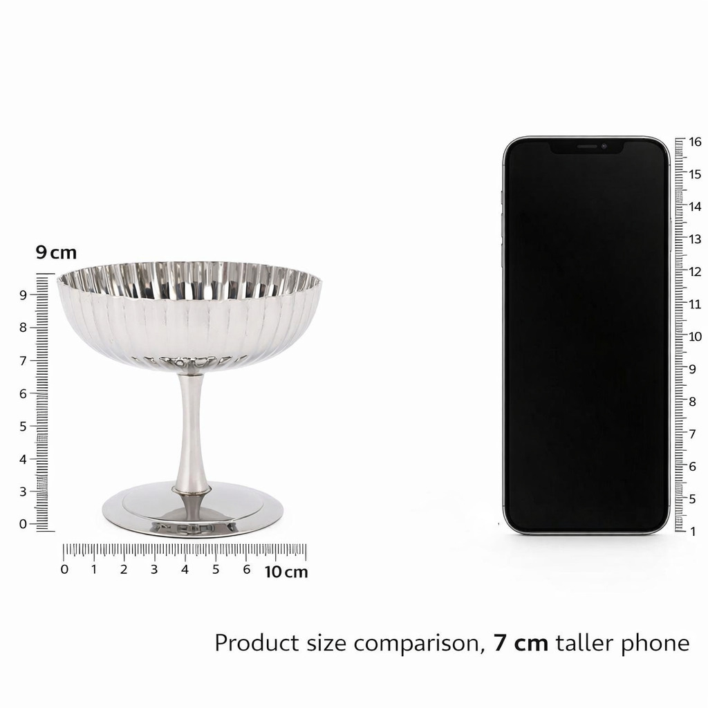 2'li Profesyonel İnox Gümüş Paslanmaz Çelik Ayaklı Dondurma ve Tatlı Sunum Kasesi Seti 723148