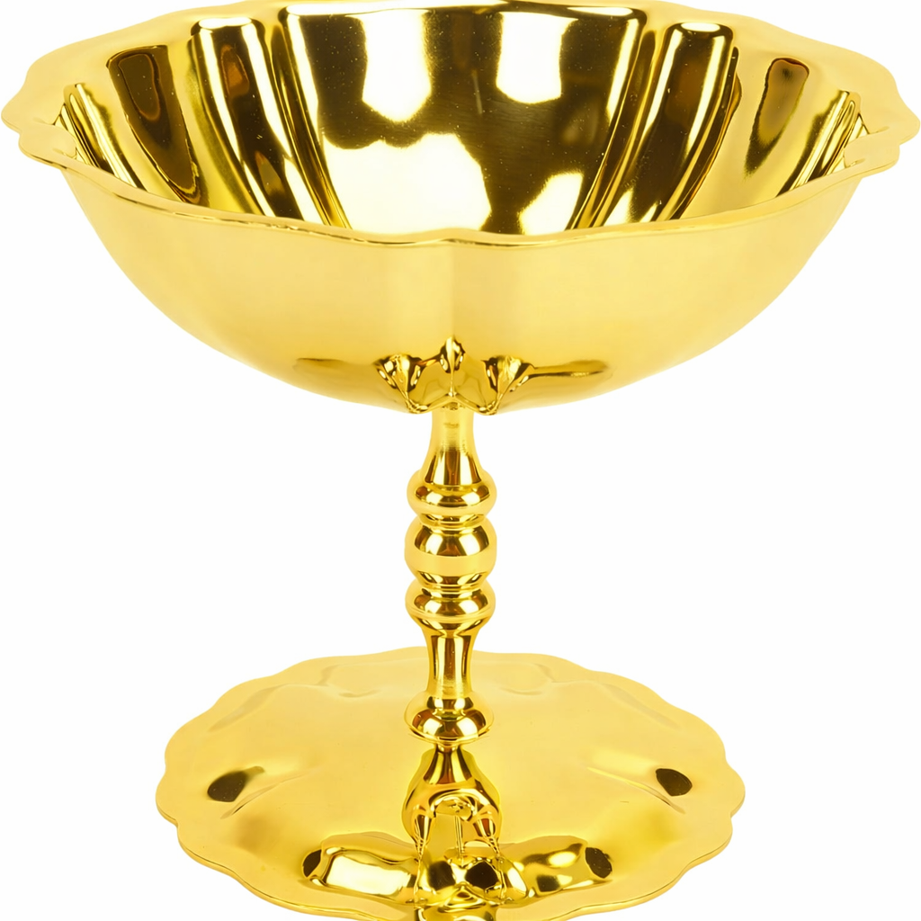 2'li Profesyonel İnox Gold Paslanmaz Çelik Ayaklı Dondurma ve Tatlı Sunum Kasesi Seti 723149