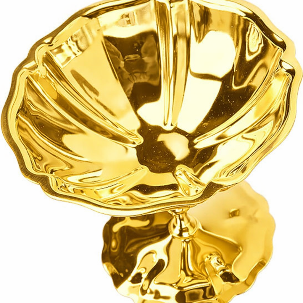 2'li Profesyonel İnox Gold Paslanmaz Çelik Ayaklı Dondurma ve Tatlı Sunum Kasesi Seti 723149