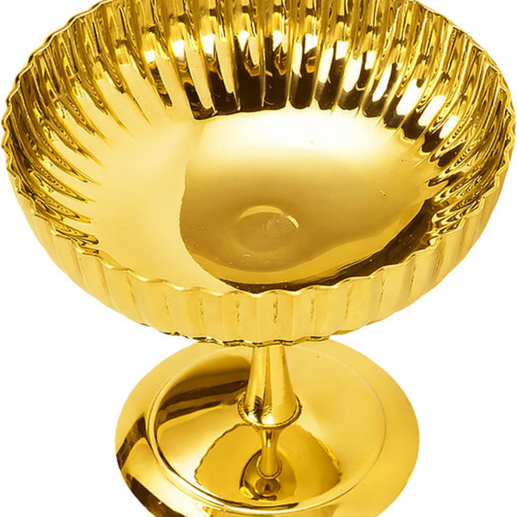 2'li Profesyonel İnox Gold Paslanmaz Çelik Ayaklı Dondurma ve Tatlı Sunum Kasesi Seti 723150