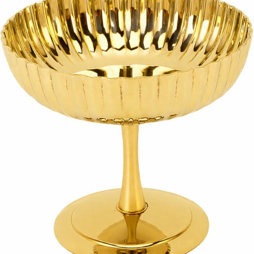 2'li Profesyonel İnox Gold Paslanmaz Çelik Ayaklı Dondurma ve Tatlı Sunum Kasesi Seti 723150